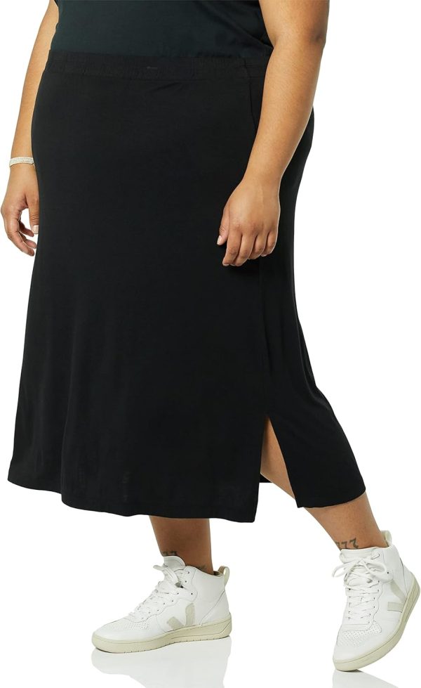 Jngrtsyjvip Fashion  Women's Pull-On Knit Midi Skirt (Available in Plus Size)