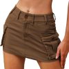 Jngrtsyjvip Fashion High Stretchy Cargo Skirt for Women, Low Waist Y2k Mini Skirt Cute Denim Skirt with Pockets