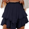 Jngrtsyjvip Fashion Shorts for Women Casual Boho Ruffle Tiered Skorts High Waist Mini Skirts Golf Tennis Crochet Shorts