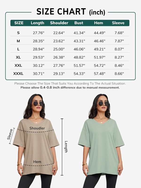 Jngrtsyjvip Fashion   Womens Oversized T Shirts V Neck Tees Half Sleeve Cozy Comfy Tunic 2024 Y2K Tops Casual
