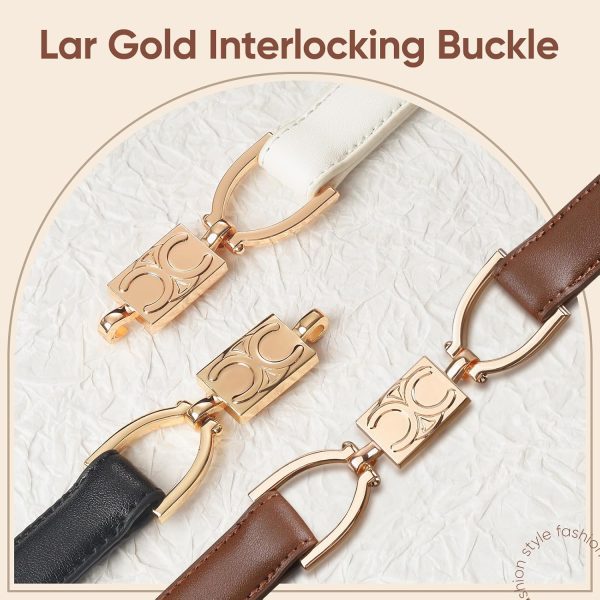 Jngrtsyjvip FashionWomen Leather Belts for Dress Jeans Belt with Gold Buckle Skinny Waist Adjustable Belts for Lady