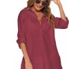 Jngrtsyjvip Fashion   Women Boyfriend Shirts Button Down Long Sleeve Blouse Cuffed Sleeve Collared Shirt