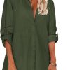 Jngrtsyjvip Fashion   Women Boyfriend Shirts Button Down Long Sleeve Blouse Cuffed Sleeve Collared Shirt