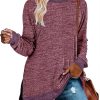 71qa5f9HLgL._AC_SL1500 Jngrtsyjvip Fashion Womens Crewneck Pullovers Color Block Long Sleeve Side Split Tunic Tops