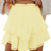 Jngrtsyjvip Fashion Shorts for Women Casual Boho Ruffle Tiered Skorts High Waist Mini Skirts Golf Tennis Crochet Shorts