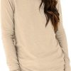 Jngrtsyjvip Fashion   Womens Long Sleeve Tops Casual Basics Fall Shirts Solid Crewneck T-Shirt
