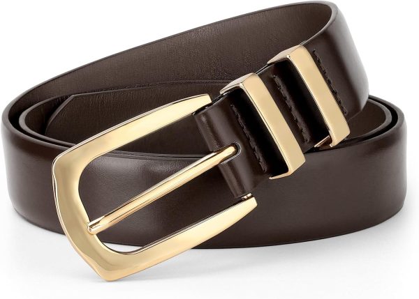 Jngrtsyjvip Fashion  Plus Size Women's Leather Belts for Jeans Pants Fashion Ladies Black Belt with Gold Buckle