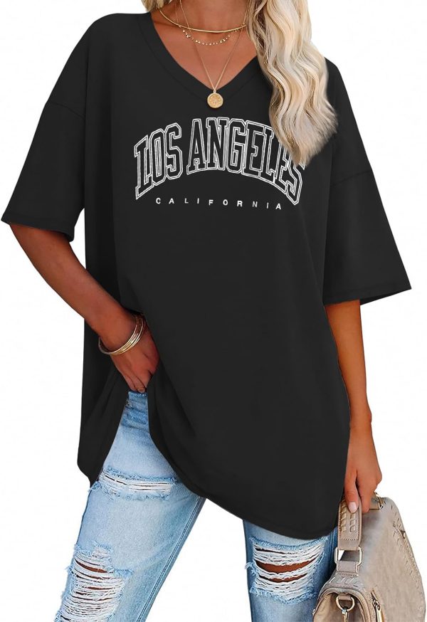 Jngrtsyjvip Fashion   Womens Oversized T Shirts V Neck Tees Half Sleeve Cozy Comfy Tunic 2024 Y2K Tops Casual