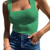Jngrtsyjvip Fashion Womens Ribbed Tank Tops 2024 Summer Sleeveless Square Neck Shirts Casual Slim Fitted Knit Shirts