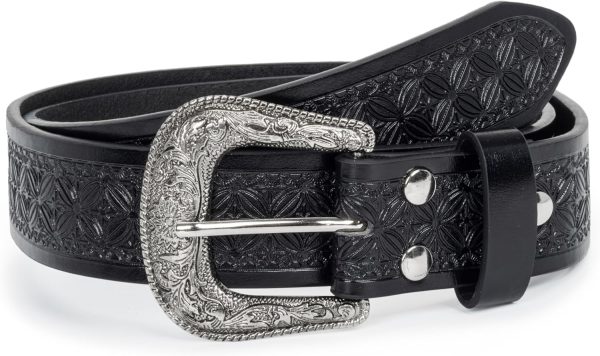 81-YFAhAVoL._AC_SL1500 Jngrtsyjvip Fashion Adjustable-Vintage-Western-Cowboy-Belt Women Men - Cowboy-Style Engraved-Buckle Belt for Jeans Pants Dresses