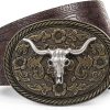 Jngrtsyjvip FashionWomen Western Cowboy Belt - PU Leather Longhorn Bull Turquoise Embossed Buckle Belt for Jeans Pants Dresses