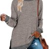 817Us5Pmb9L._AC_SL1500 Jngrtsyjvip Fashion Womens Crewneck Pullovers Color Block Long Sleeve Side Split Tunic Tops