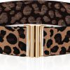 Jngrtsyjvip FashionWomen Stretch Waist Belts, Skinny Elastic Wide Waistband Leopard Print Retro Dress Tuck Belt, Interlock Buckle