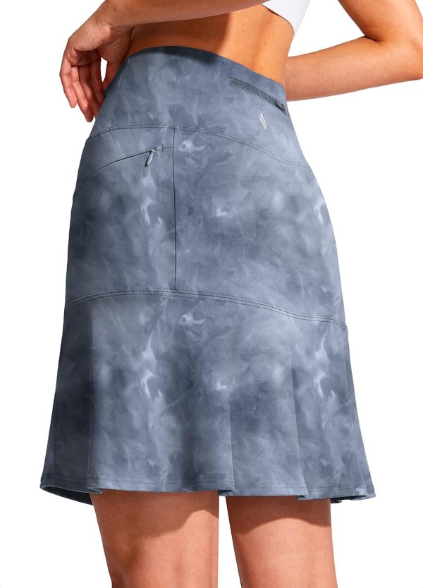 Jngrtsyjvip Fashion 19" Golf Skorts Skirts for Women Zipper Pockets Knee Length Skort Women's High Waist Athletic Tennis Skirt