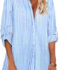 Jngrtsyjvip Fashion   Women Boyfriend Shirts Button Down Long Sleeve Blouse Cuffed Sleeve Collared Shirt
