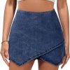 Jngrtsyjvip Fashion Jean Skorts for Woman High Waisted Pull On Stretchy Denim Wrap Skirt with Shorts Trendy Asymmetrical Skort