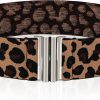 Jngrtsyjvip FashionWomen Stretch Waist Belts, Skinny Elastic Wide Waistband Leopard Print Retro Dress Tuck Belt, Interlock Buckle