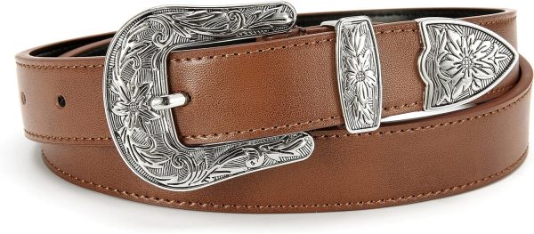 Jngrtsyjvip FashionWomens Western Belt - 1.1" CR Cowboy Belt Leather Belt Women - Country Belts For Women Waist Belt For Women Fashion