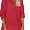 Jngrtsyjvip Fashion   Women Boyfriend Shirts Button Down Long Sleeve Blouse Cuffed Sleeve Collared Shirt