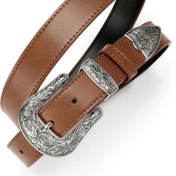 Jngrtsyjvip FashionWomens Western Belt - 1.1" CR Cowboy Belt Leather Belt Women - Country Belts For Women Waist Belt For Women Fashion