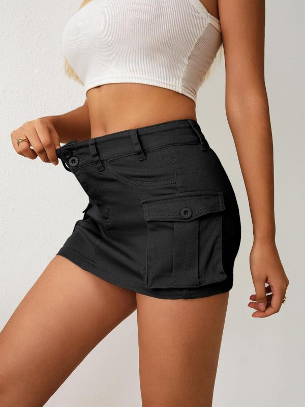 Jngrtsyjvip Fashion High Stretchy Cargo Skirt for Women, Low Waist Y2k Mini Skirt Cute Denim Skirt with Pockets