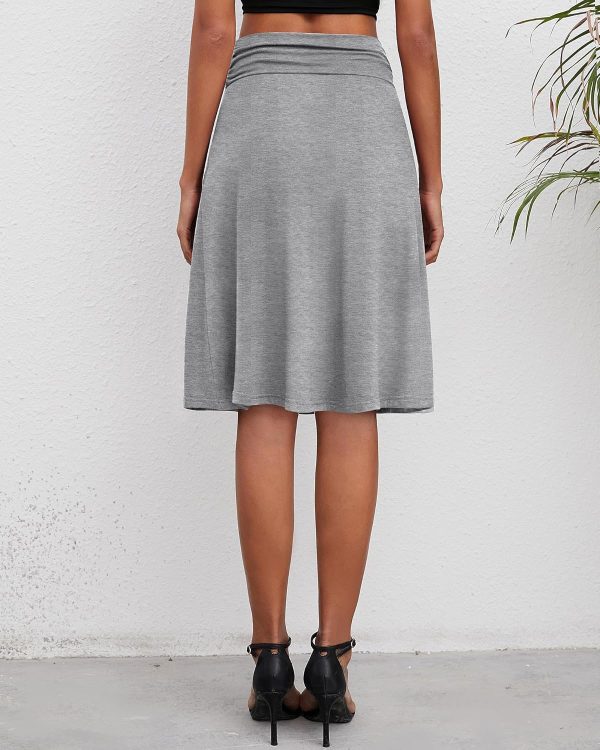 81VS2dRESuL._AC_SL1500 Jngrtsyjvip Fashion3 Pack Womens Midi Skirts Flowy Lightweight Knee Length Casual Elastic Waist Modest Flared Skirts Trendy Summer