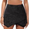 Jngrtsyjvip Fashion Jean Skorts for Woman High Waisted Pull On Stretchy Denim Wrap Skirt with Shorts Trendy Asymmetrical Skort
