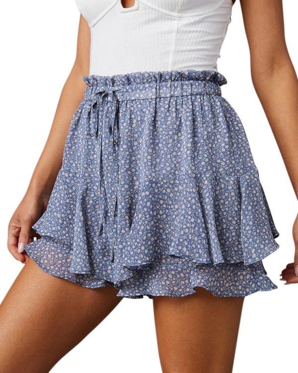 Jngrtsyjvip Fashion Shorts for Women Casual Boho Floral Skorts Ruffle Mini Skirts Running Tennis Butterfly Shorts Chiffon Shorts