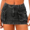 Jngrtsyjvip Fashion Women's Low Waist Mini Cargo Skirt Y2K, High-Stretch Bodycon Button Denim Skirt with Pockets