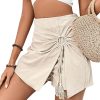 Jngrtsyjvip Fashion Women's High Waisted Fringe Trim Skort Ring Linked Wrap Casual Skirt Shorts
