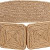 Jngrtsyjvip Fashion  Women's Symmetrical Buckle Straw Belts Wide Belt Elastic Waistband