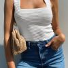 Jngrtsyjvip Fashion Womens Ribbed Tank Tops 2024 Summer Sleeveless Square Neck Shirts Casual Slim Fitted Knit Shirts