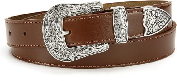 Jngrtsyjvip FashionWomens Western Belt - 1.1" CR Cowboy Belt Leather Belt Women - Country Belts For Women Waist Belt For Women Fashion