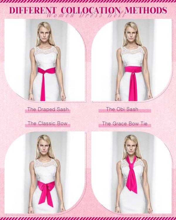 81pxVrCwpbL._AC_SL1500 Jngrtsyjvip FashionWomen Chiffon Sash Belt Dress Sash Waist Bridal Wedding Belt 50s Belt Accessories 3'' Wide