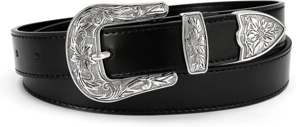 Jngrtsyjvip FashionWomens Western Belt - 1.1" CR Cowboy Belt Leather Belt Women - Country Belts For Women Waist Belt For Women Fashion