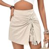 Jngrtsyjvip Fashion Women's High Waisted Fringe Trim Skort Ring Linked Wrap Casual Skirt Shorts