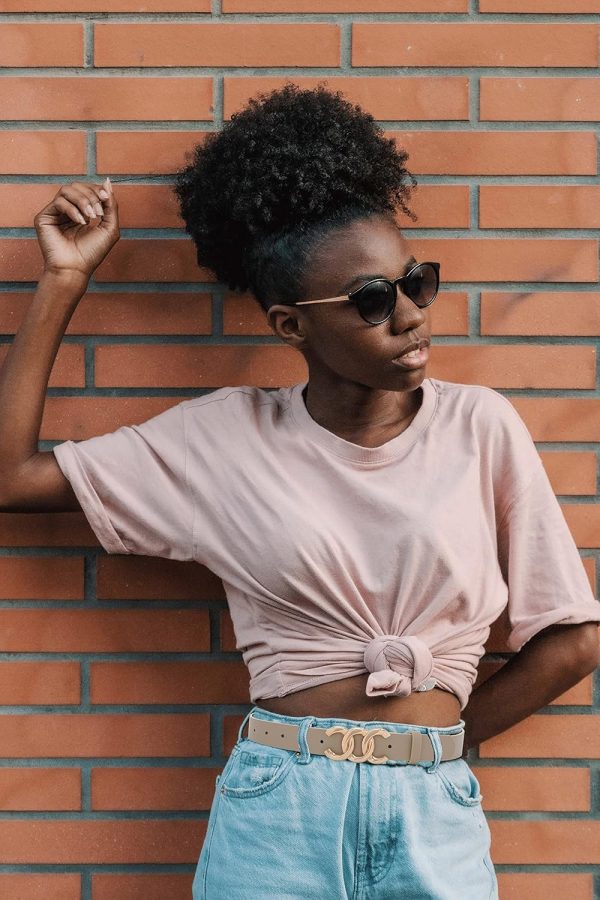 Jngrtsyjvip FashionWomen Belt for Jeans Dress Cinch Waist Belt for Ladies Faux Leather Belt with Gold Buckle