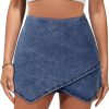 Jngrtsyjvip Fashion Jean Skorts for Woman High Waisted Pull On Stretchy Denim Wrap Skirt with Shorts Trendy Asymmetrical Skort