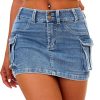 Jngrtsyjvip Fashion High Stretchy Cargo Skirt for Women, Low Waist Y2k Mini Skirt Cute Denim Skirt with Pockets