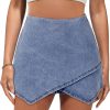 Jngrtsyjvip Fashion Jean Skorts for Woman High Waisted Pull On Stretchy Denim Wrap Skirt with Shorts Trendy Asymmetrical Skort