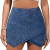 Jngrtsyjvip Fashion Jean Skorts for Woman High Waisted Pull On Stretchy Denim Wrap Skirt with Shorts Trendy Asymmetrical Skort